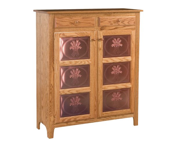 Classic Copper 3 Panel 2 Drawer Pie Safe