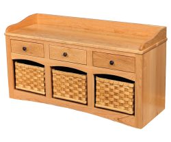 Mission Bench With Baskets and Drawers