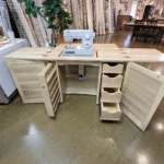 Sewing Cabinet in Brown Maple with Wicker Stain